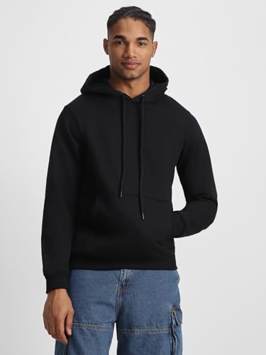 Image of Veirdo Cotton Fleece Regular Fit Hooded Sweatshirt Lastest Back Graphic Printed Winter Hoodies for Men (Available Colors: Marine Green, Marshmellow, Black, SOYA Bean, Orange & Blue)