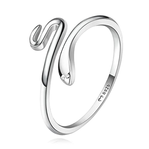 Anillos de Plata de Ley Con Forma de Serpiente Para Mujer - Acabado Plateado o Dorado - Joyería Ideal Para Parejas, Regalo Para Madres, Amigas