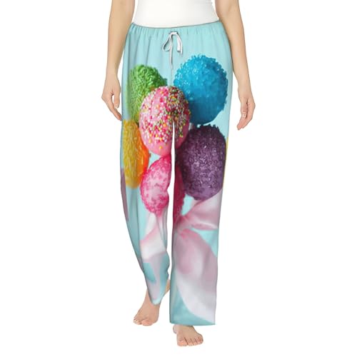 Pantalon de pyjama femme imprimé bonbons coupe ample en tissu doux
