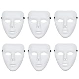 BLLTYY 6 Pcs Halloween Mask, Cosplay Mask for Halloween Masquerade,Scary White Face Masks, Full Face Plastic Plain Costume Party Dance Crew for Hip Hop Dance