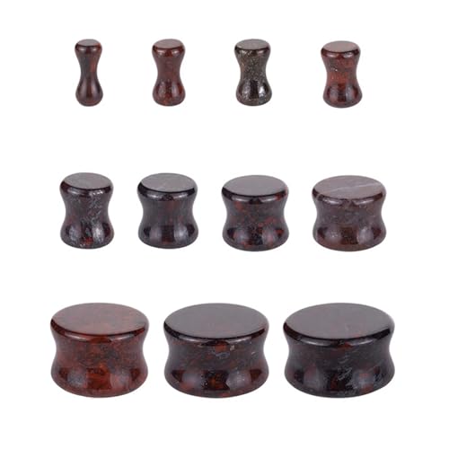 Tuneles para oreja de piedra roja set de expansion sin irritacion para lobulos masculinos