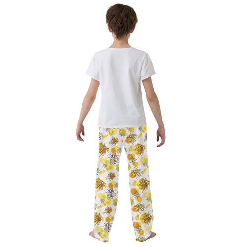 ZZXXB Bee Insect Boys Long Pants Soft Trousers Elastic Waist Kids Lounge Bottoms with Pockets S-XL3