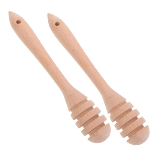 STOBAZA Elegant Wooden Honey Stir Bar Long Handle 2pcs Honey Dier Sticks Set for Honey Jar