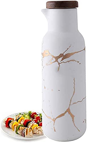 Bouteille d'huile d'olive en marbre 380ml avec bouchon bois chic