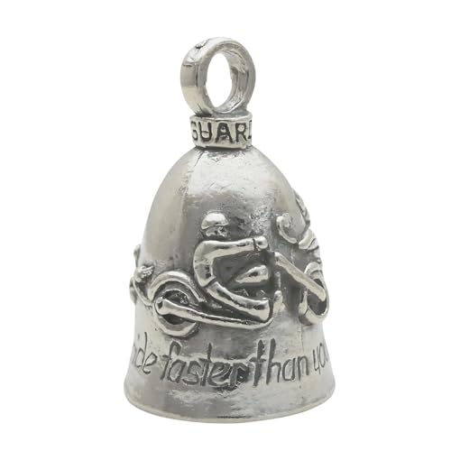 Guardian Bell Never Ride Faster Than Your Angel Can Fly Good Luck Bell w/Keyring & Black Velvet Gift Bag | Motorcycle Bell | Lead-Free Pewter | Good Luck Gift | Bike Bell | Made in USA