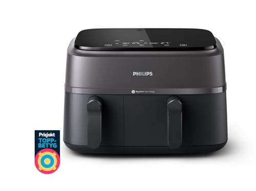Philips fritös NA350/00 - Dubbla korgar, 9L, pekskärm, hälsosam matlagning