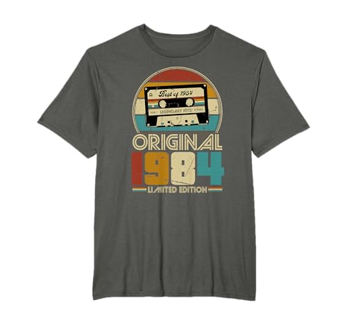 Original 1984 Birthday Legend decorations 1984 Vintage Cumpleaños Retro Edición Limitada Hombres Mujer Regalo Camiseta Unisex Adulto Pequeño Negro Manga corta T-Shirt Camisa