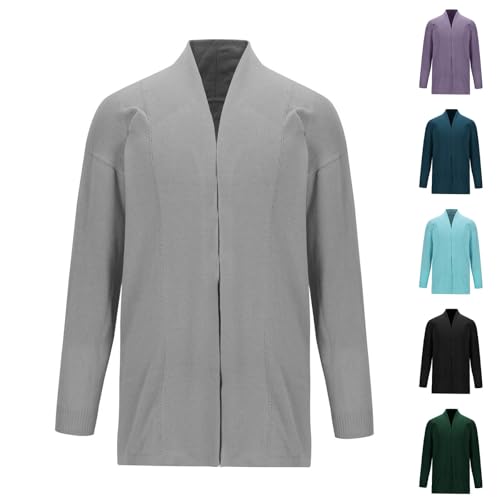 Cambkatl Men's Long Open Front Cardigan Sweater Solid Color Casual Long Sleeve Knitted Sweaters Outerwear with Pockets2