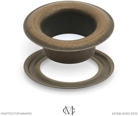CRAFTMEmore 1/2" (13 MM) Hole 50 Sets Grommets Eyelets with Washers for Leather, Tarp, Canvas (Antique Brass)