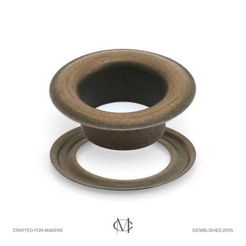 CRAFTMEmore 1/2" (13 MM) Hole 50 Sets Grommets Eyelets with Washers for Leather, Tarp, Canvas (Antique Brass)