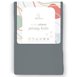 Soft Dream Spannbettlaken 80x180 cm Dunkelgrau - 100% gekämmte Baumwolle Jersey - Premium Qualität - Spannbetttuch für Kinderbett Juniorbett - OekoTex Zertifiziert - Made in EU - 80x180cm Dunkelgrau