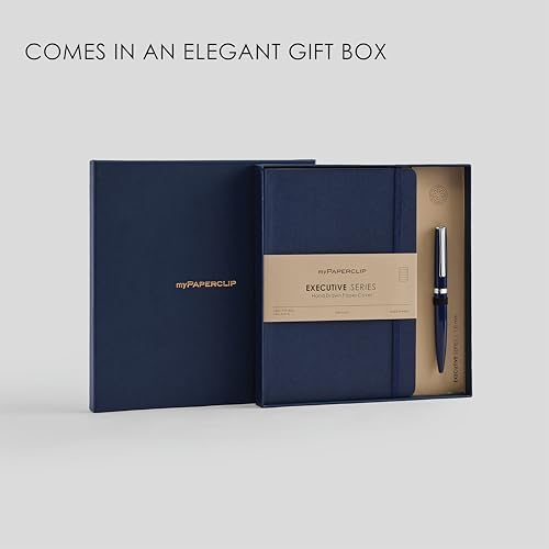 Image of myPAPERCLIP Executive Series A5 Diary & Pen Gift Set | Includes Classic Ball Pen & Softcover Notebook | 192 Pages, 80 GSM | Ideal Corporate, Office & Personal Gift | Blue