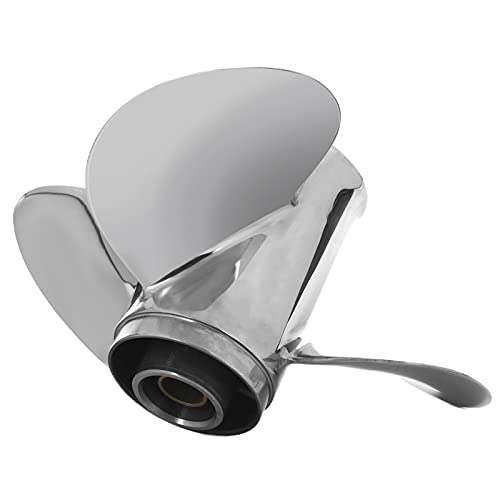 HELEVIA 9 7/8 Zoll 3-Blatt-Außenbordpropeller aus Edelstahl, Ersatz für Rechtsdrehung, Passend für -Motoren mit 20–30 PS, 3-Zoll-Getriebegehäuse, 20 PS … 1996–1997
