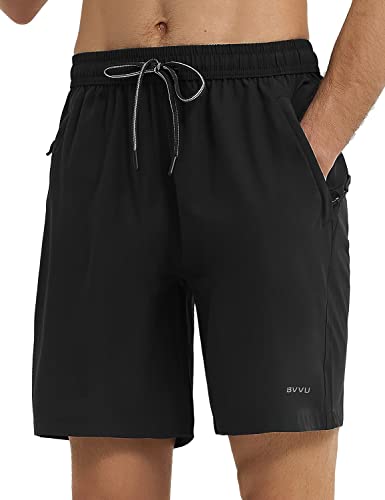 Bvvu Men's Quick Dry Gym Workout Shorts With Pockets 7" Lightweight Running Athletic Shorts For Outdoor Casual Black #TOP27