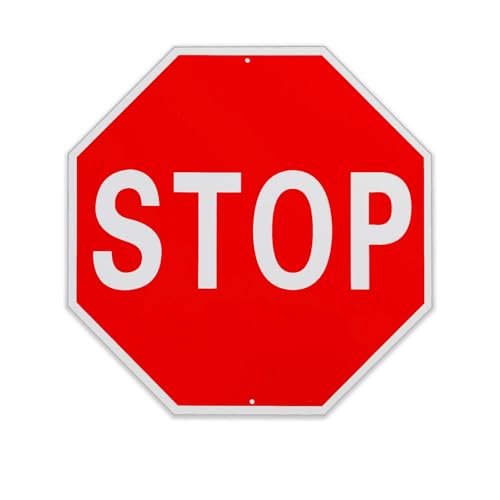 Stoppschild STOP Schild, 30 x 30 cm, Reflektierende Verkehrs Schild, Straßenwarn Schilder, Rostfreies Aluminium Schild, UV-geschützt und Wetterfest