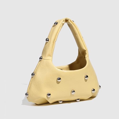 Punk Rock Studded Leather Hobo Handbags for Women Silver Studs Y2k Shoulder Purse Trendy Purses 20253