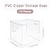 Remittur 10-Pack Clear Zippered Storage Bags with Handles, Two-Way Zipper Foldable Closet Organizer, Bed Sheet Organizer, Plastic Storage Bin for Clothes, Towels
