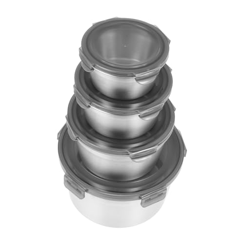 Hemobllo 4 piezas Cuencos de Acero Inoxidable Cocina Set Multifuncional de para Conservar Alimentos Frescos y Mezclar Resistente y Fácil de Limpiar