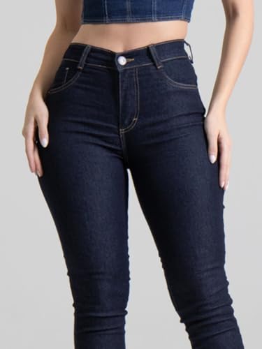 Calça Jeans Feminina Sawary Skinny Lycra Elastano Original Cintura Alta Elegante Premium (BR, Cintur