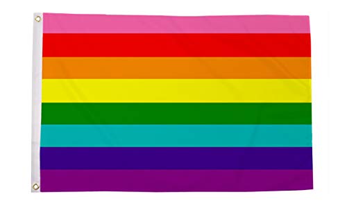 AZ FLAG - Bandera Arco Iris Original 8 Franjas - 90x60 cm - Bandera Lgbt 100% Poliéster Con Ojales de Metal integrados - 50g - Colores Vivos Y Resistente A La Decoloración