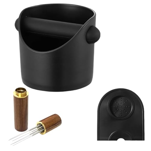 : GaoBangM Barista Coffee Accessories Set Silicone Coffee Knock Box, Espresso Tamp Non-Slip Coffee Mat Home Barista Kit for Espresso Machines Kitchen Coffee Station Organizer