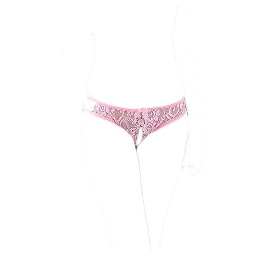 KHUFUZI Ropa interior sexy para mujer, ropa interior de encaje tangas bragas lindas tangas tangas regalo corto para novia, Rosa., Large