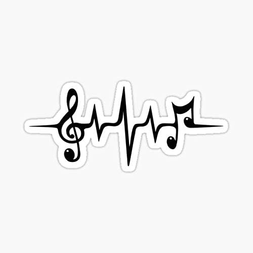 STICKY DUDE | Music Pulse Heartbeat Notes Clef Frequency Wave Sound Festival Sticker Vinyl Waterproof | Yeti Cup Cooler Box Decal Car Laptop Wall Window Bumper (5in)
