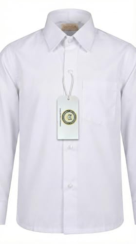 Image of Durga Uniform & Stationers Unisex White School Uniform Shirt | Full Sleeves |100% Cotton | Regular Fit