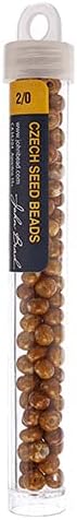 John Bead Czech Glass Seed Beads 2/0 Opaque Speckled Brown 22g Vial of DIY Jewelry Making Beads Preciosa (Jablonex)