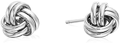 Tilo Jewelry 14k Gold Polished Love Knot Stud Earrings - 7mm- Push Back- White Gold
