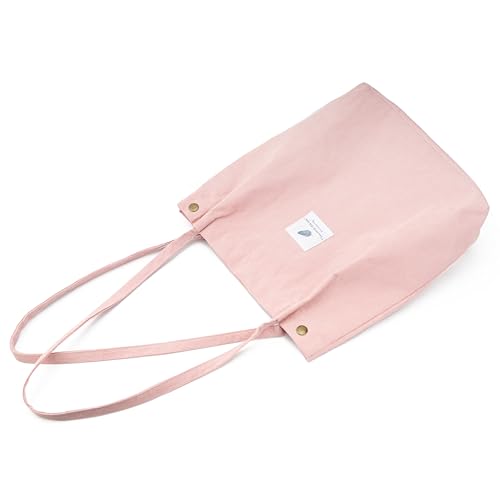 Image of TOPASION Cute Corduroy Tote Bag Canvas Shoulder Handbags for Women Travel Shopping