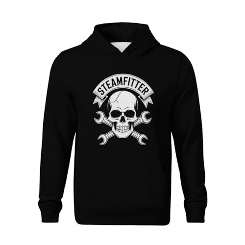 Kids Retro Steamfitter Skull Boys Girls Lightweight Kangaroo Pocket Fleece Hoodies2
