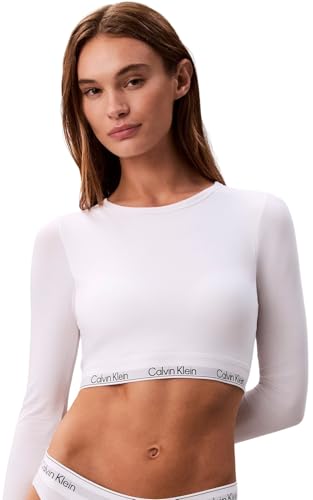 Calvin Klein Damen Bralette Lightly Lined mit Logobund, Weiß (White), L 1