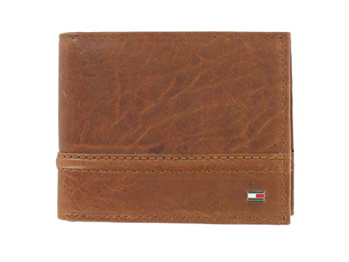 Tommy Hilfiger Mens Brown Distressed RFID Blocking Bi-Fold Wallet (Tan)