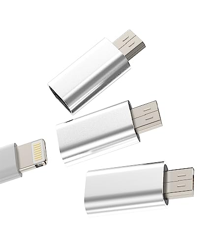 Micro USB Male to Lightning Female 3 Pack Charging Adapter Compatible with Galaxy S7 Active S6 Edge Nexus 5 LG K20 Android Power Port Converter for iPhone 13 pro max 7 X Ipad Cable Charge Cord