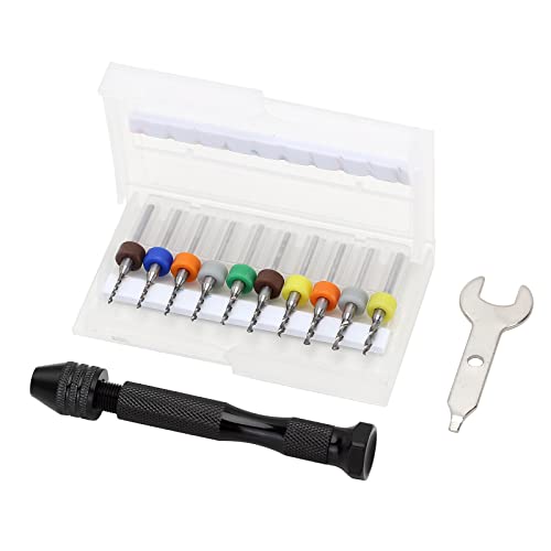 INJORA RC Shock Piston Drill Bit Set, 1.1-2.0mm Micro Twist Drill Bit Set, with Pin Vise Hand Drill and Open-End Wrenches, RC Tools Kit for RC Model Car Boat Helicopter(Black)