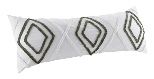 Image of Sweet Jojo Designs Body Pillow Cover (Cotton Boho Arrow) Decorative Accent Couch Long Pillowcase for Couch, Bed & Pregnancy 54in.x20in. (Green & Ivory, Modern Farmhouse, Shabby Chic, Designer, Arrows)