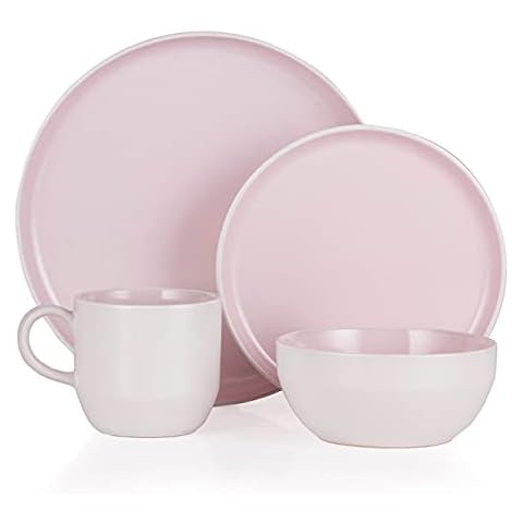 Barbary & Oak BO867004PNK Barbary & Oak Oslo 16 Piece Dinnerware Set, Stoneware, Pink Lemonade Cover
