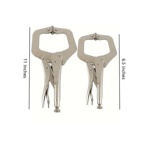 Alicates de bloqueo ajustables tipo C, abrazaderas de agarre rápido para carpintería y proyectos de tuberías, herramienta de soldadura manual versátil, 6.5-11 pulgadas