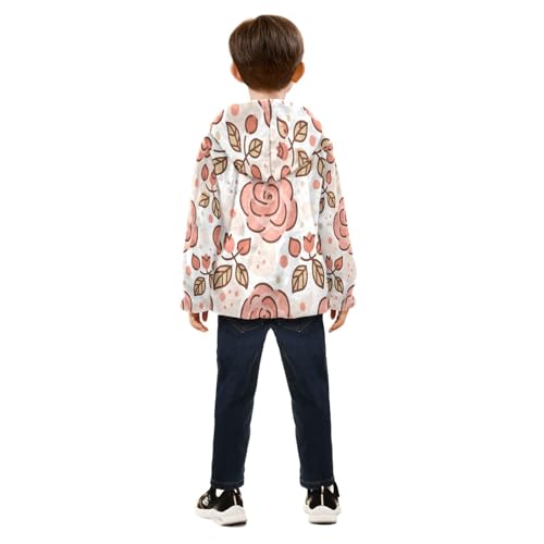 Rose Pattern with Soft Colors Toddler Fleece Jacket Girl Boys Hooded Fleece Jacket Coat Warm Outwear Zip-up 3-10T4