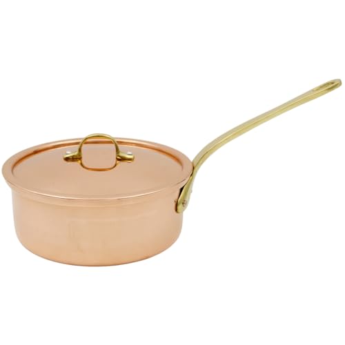 Handcrafted Copper Saucepan with Handle and Lid - Made in