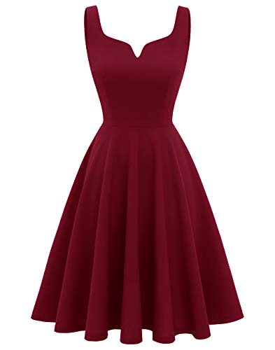 BeryLove Womens Sexy V Neck Sleeveless Strappy Backless Mini Elegant Cocktail Party Skater