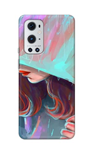 Image of PRINTFIDAA Pretty Woman Under The Umbrella Painting Printed Designer Hard Case for OnePlus 9 Pro Back Cover -(e) RPM1007