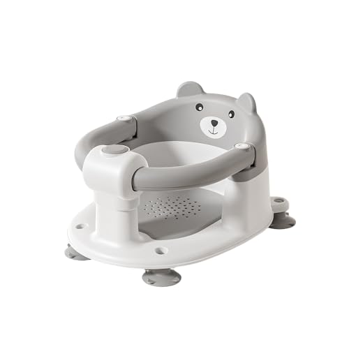 MCSWSEEベビーバスチェア、幼児用バスシート、シットアップバスシート、安全素材 転倒防止 滑り止め 清潔 携帯便利 背もたれ付き おふろマット 幼児入浴サポート お風呂お座り練習 お風呂椅子 入浴補助用具 (パープル) (グレー)