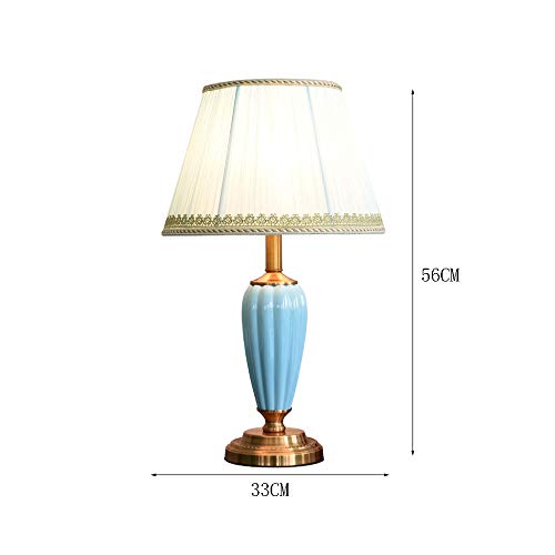 GUOCC Modern Creative Coastal Table Lamp Ceramic Blue Vase Handcrafted Off White Oval Shade for Living Room Family Bedroom Decor - Image 7