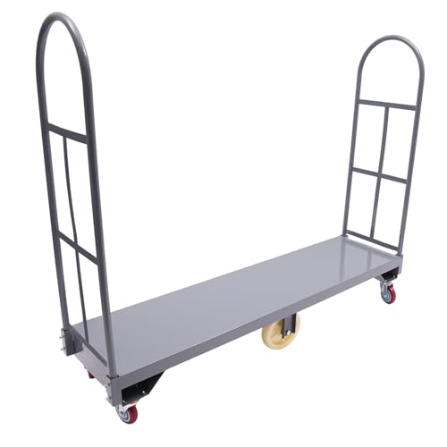15.7 “x 64.6” Heavy Duty Pulley Cart, U-Boat Trolley, Platform Hand Truck with Wheels, Steel Deck Trolley Utility Cart for Warehouses, Storage Rooms, Transportation Facilities, 2000lb