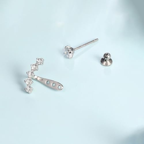 Limerencia F136 Hypoallergenic Pure Titanium Earrings for Women, G23 Implant Grade 5A Cubic Zirconia Open Hoops, Cartilage Stud Earrings Trendy Jewelry for Sensitive Ears2