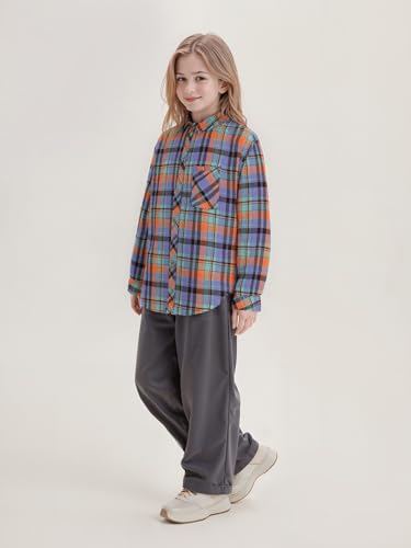 Image of SELINK Girls Long Sleeve Flannel Buffalo Plaid Button Down Shirt