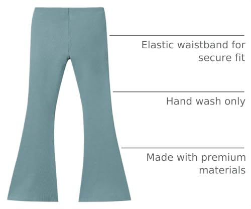 Image of Haloumoning Girls Kids Elastic Waist Ribbed Flare Split Bottom Pants Stretch Casual Long Pants(5-14Y)