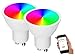 2 Pezzi Faretto Led GU10 WIFI, Lampade Led Smart, RGB + CCT, Dimmerabile APP, Compatible Con Amazon Alexa Google Home (4.5)